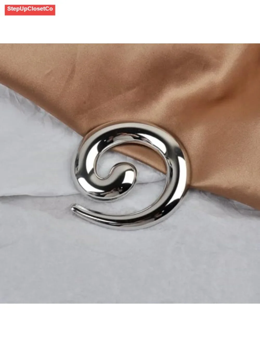 Chunky Spiral Statement Brooch Pin for Women, Minimalist Swirl Design
